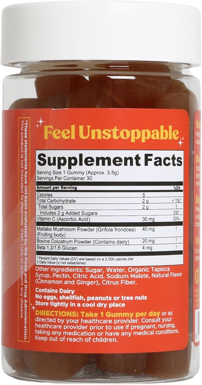 Fungiments Super Shield Mushroom Supplement Gummies – Immune Defense with Organic Maitake, Vitamin C, Colostrum – Daily Immunity Support Boost for Adults & Women – 30 Count