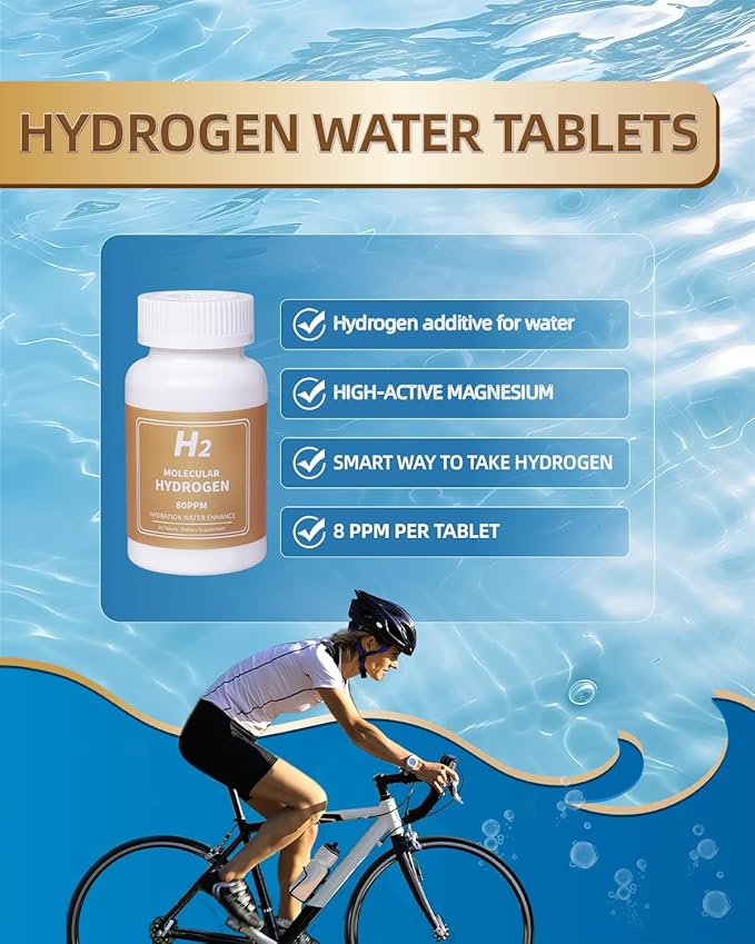 Hydrogen Water Tablets 8 PPM for Drinking Water, H2 Molecular Hydrogen Tablets Magnesium Supports Healthy Aging, Cellular Energy & Brain Health Organic Cayenne Boost