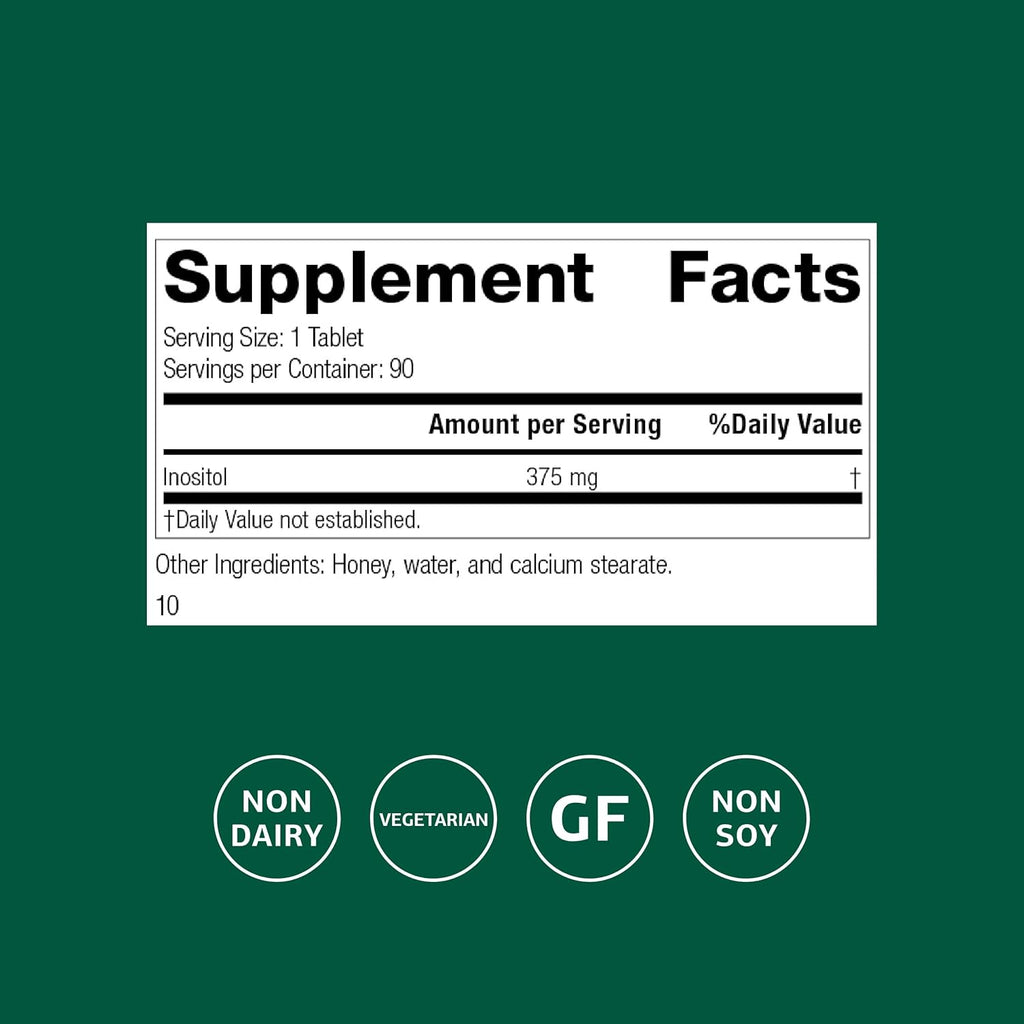 Standard Process Inositol - Supports Nervous System, Lipid Metabolism & Cardiovascular Health - Vegetarian, Gluten-Free, Non-Dairy & Non-Soy - 90 Tablets