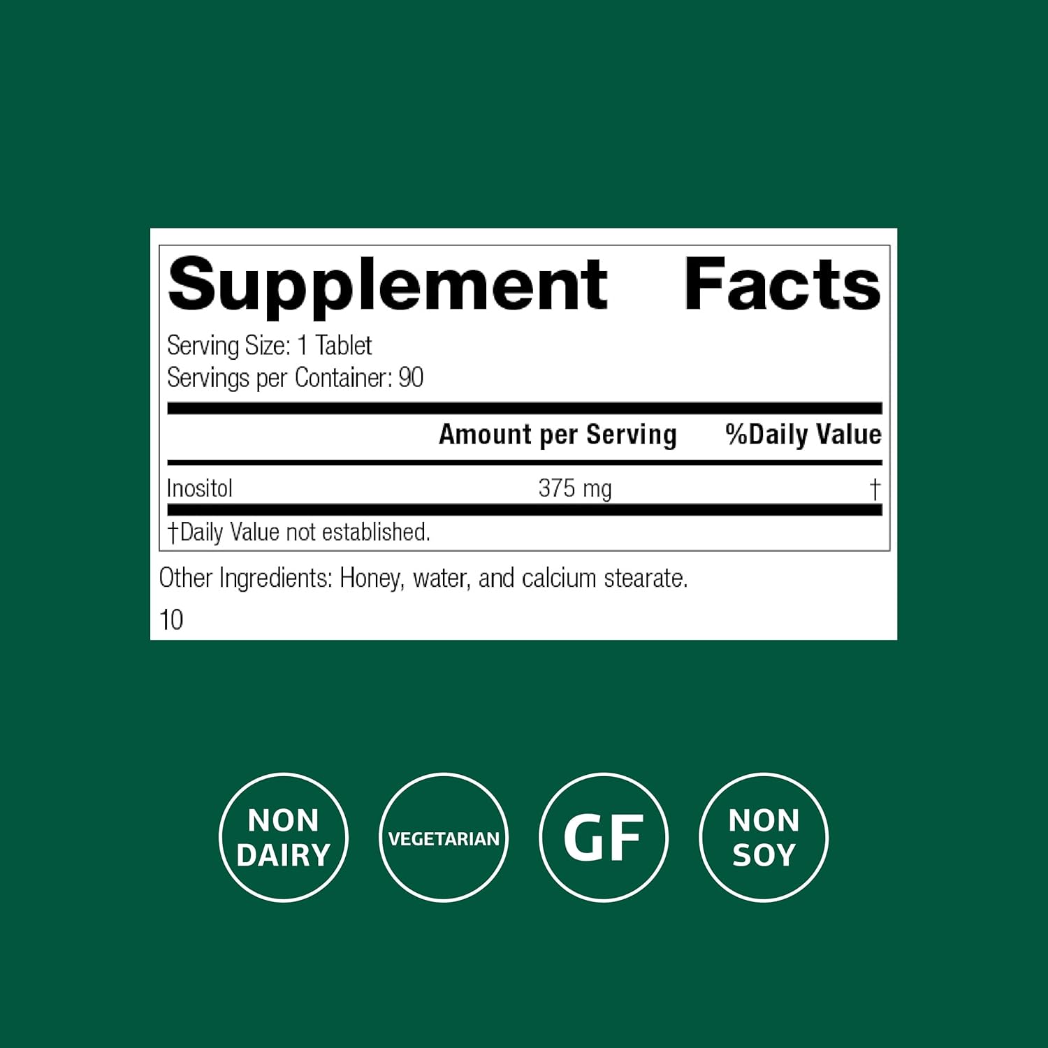 Standard Process Inositol - Supports Nervous System, Lipid Metabolism & Cardiovascular Health - Vegetarian, Gluten-Free, Non-Dairy & Non-Soy - 90 Tablets