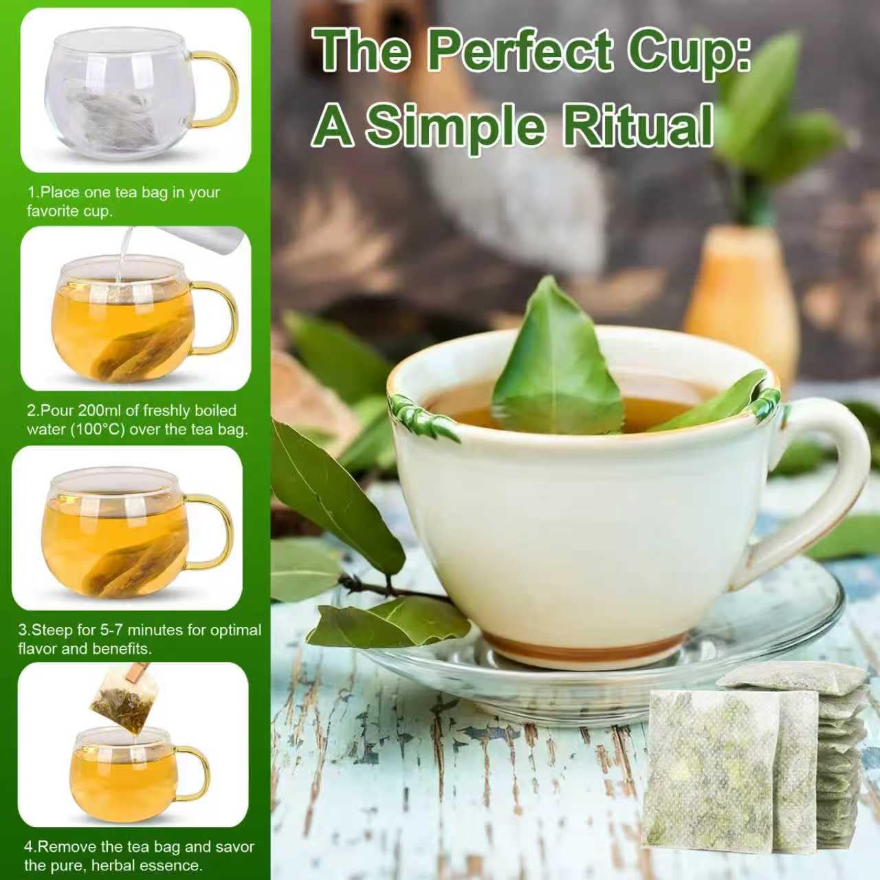 Soursop Leaves Tea 2g x 60 Teabags | 100% Natural Graviola Tea Immune, Antioxidant Boost & Relaxation | Caffeine-Free Herbal Tea