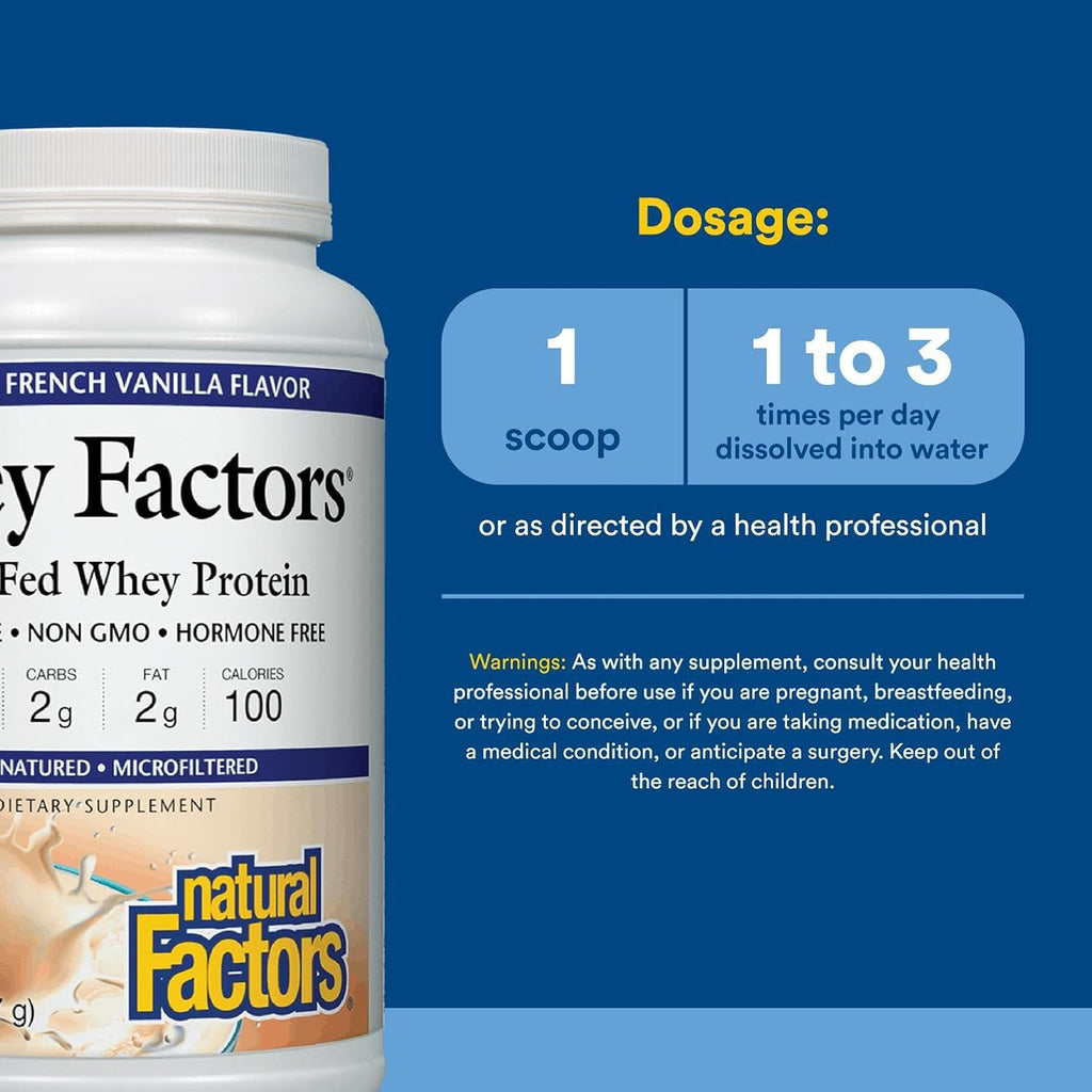 Natural Factors Whey Factors, French Vanilla, 2-Pound (Pack of 6)