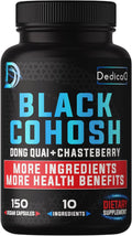 12in1 Black Cohosh 5-Month Supply for Menopause Support Supplement with Dong Quai, Chasteberry, Red Raspberry, Licorice, Wild Yam & More - 150 Capsules