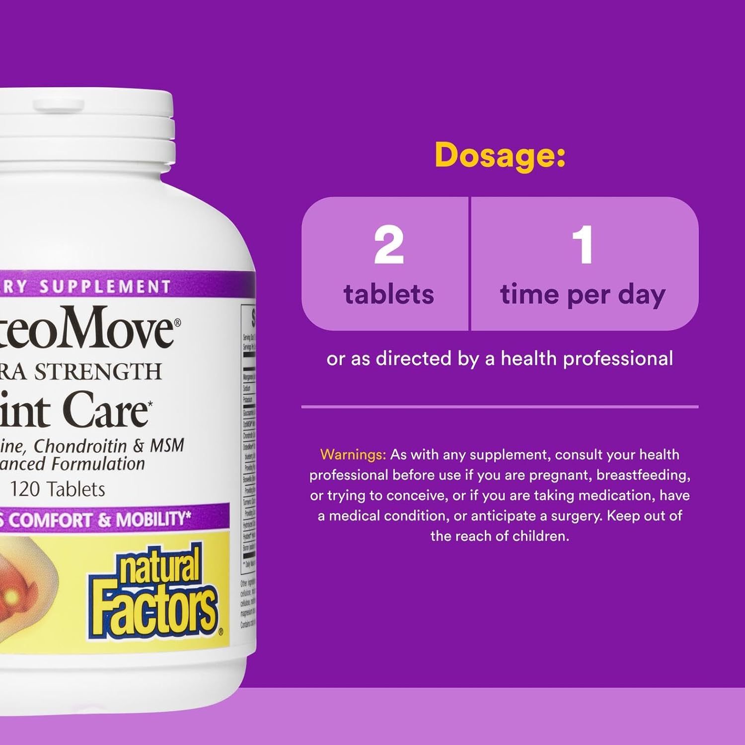 Natural Factors, OsteoMove Joint Care, Extra Strength Support for Joint and Bone Health, Non-GMO, 120 tablets (60 servings)