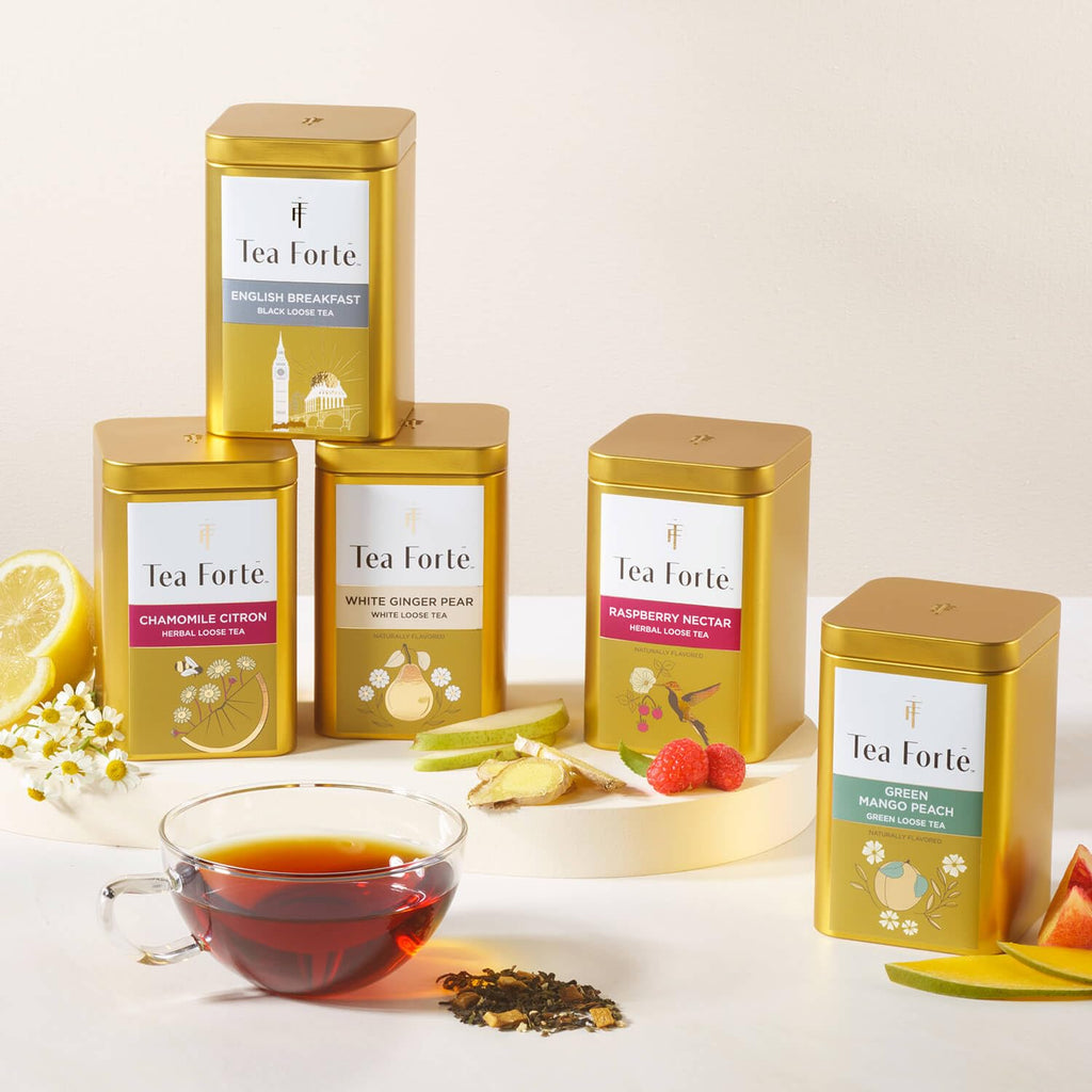 Tea Forte Black Lychee Premium Loose Leaf Caffeinated Black Tea Blend Blend Canister, Makes 35-50 Cups