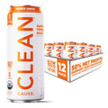 CLEAN Cause Zero Sugar Orange Ginger Yerba Mate Tea Sparkling, USDA Organic Energy Drink Alternative, Zero Calorie, 160mg Natural Caffeine, Soda Alternative, Plant-Based (16oz cans, 12-Pack Case)