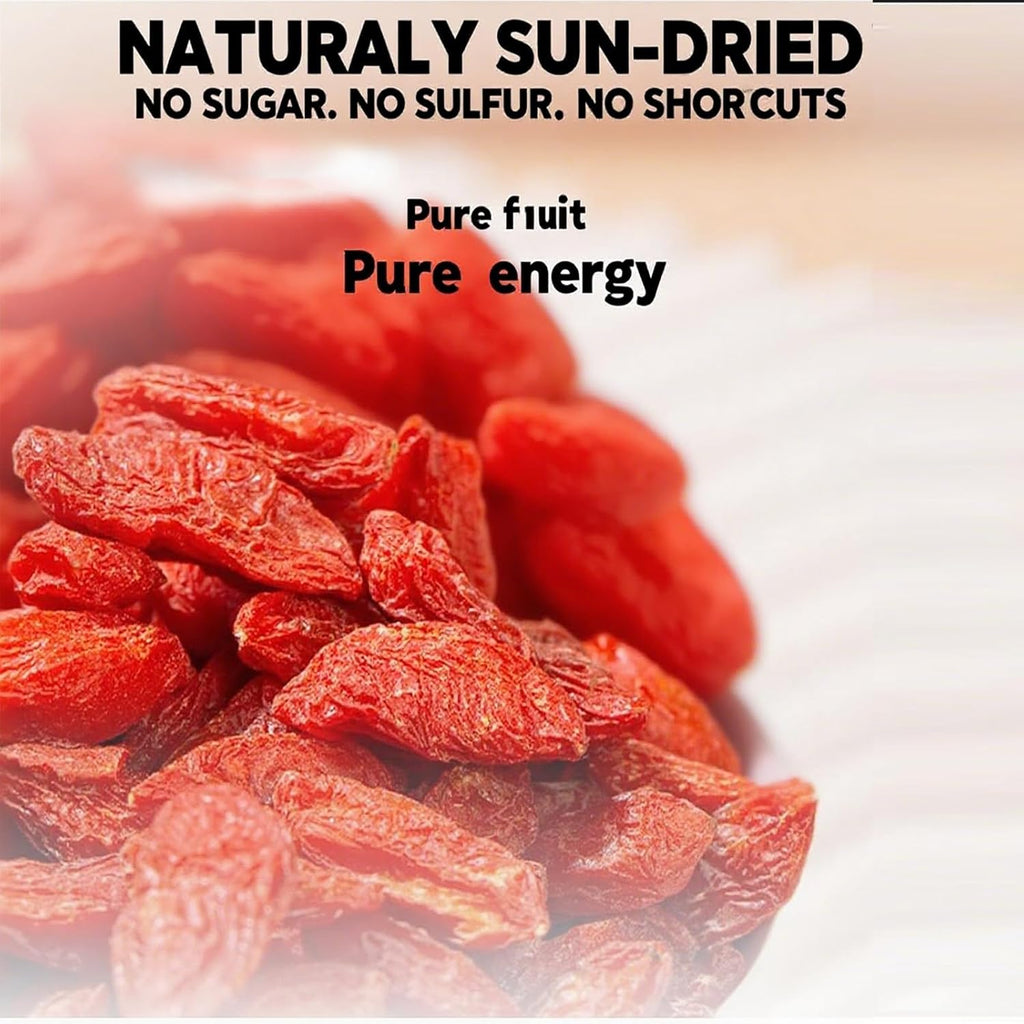 DABC OAK LAND Goji Berries, Wolfberry Premium Large Berry Form 5A Wolfberry 100% Natural Sun-Dried Whole Fruit, S Great Flavor for Soup Drinks, Snacks, Beverages 8OZ/Bag XXXL