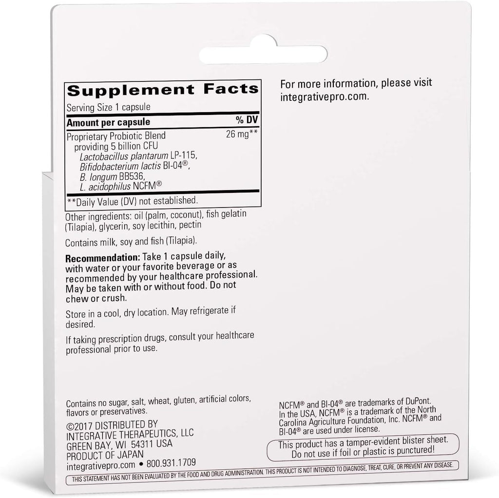 Integrative Therapeutics Probiotic Pearls Advantage - Gut Health Support* - Daily Digestive Support with Lactobacilli & Bifidobacteria* - Non-Refrigerated - True Delivery Technology - 60 Capsules