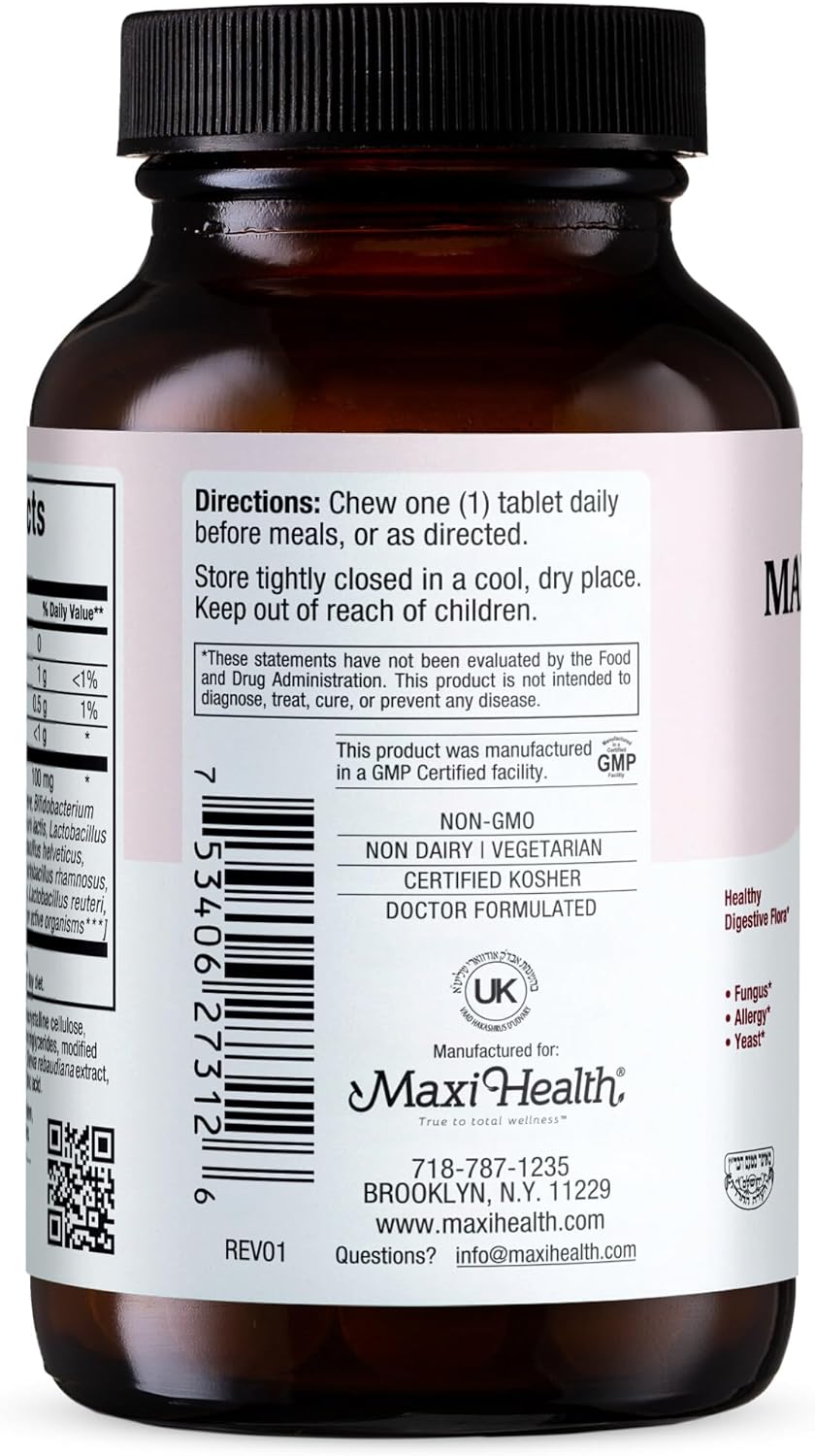 Maxi Health Active Pro-10 Kids Probiotic Chewables – 15 Strains for Digestive & Immune Health –10 Billion probiotic Blend- Dairy-Free, Kosher – Supports Gut Health, Vegetarian – 60 ct (Shelf Stable)