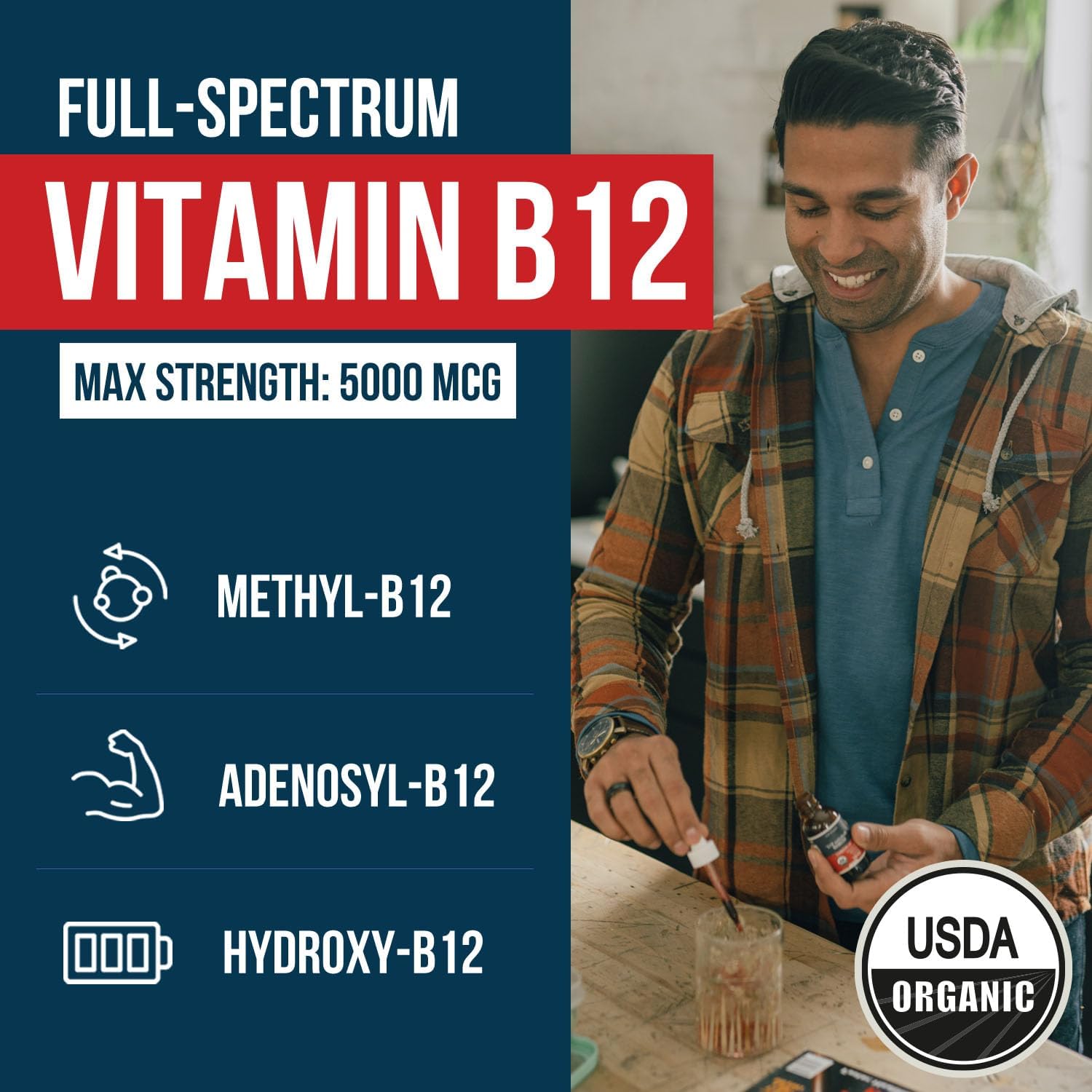 Organic Vitamin B12 - 5000 mcg, 3 BioActive Forms B12: Methyl B12, Adenosyl B12 & Hydroxy B12 - Plus L-Methylfolate Cofactor | Sublingual Form, Cherry Flavor, Vegan, Non-GMO (120 Servings - 2 Pack)