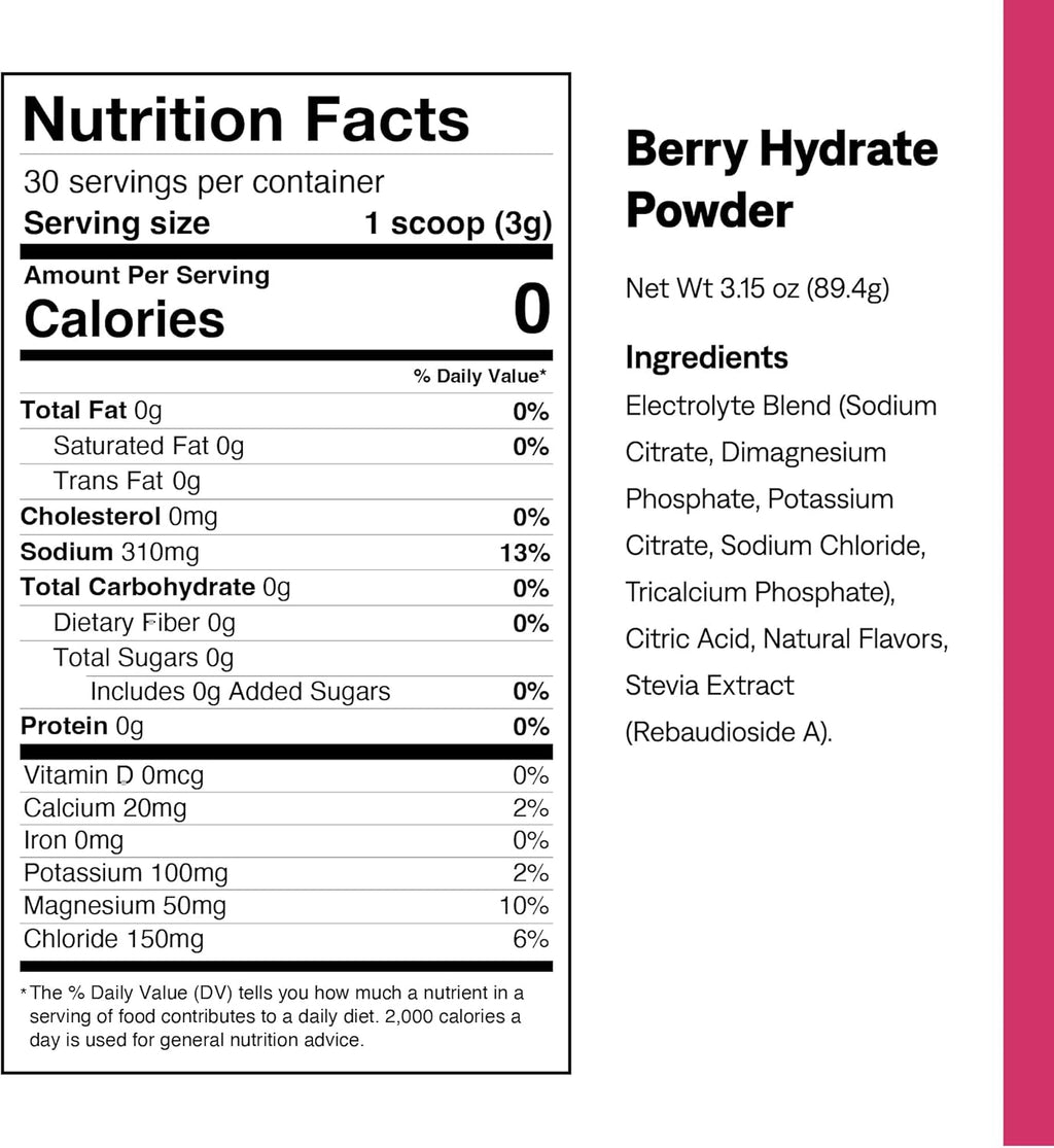UCAN Hydrate Electrolyte Drink Mix (Berry, 30 Servings) Sugar-Free, Keto-Friendly, Vegan, Non-GMO, Gluten-Free Electrolyte Powder with Potassium & Magnesium for Runners & Athletes