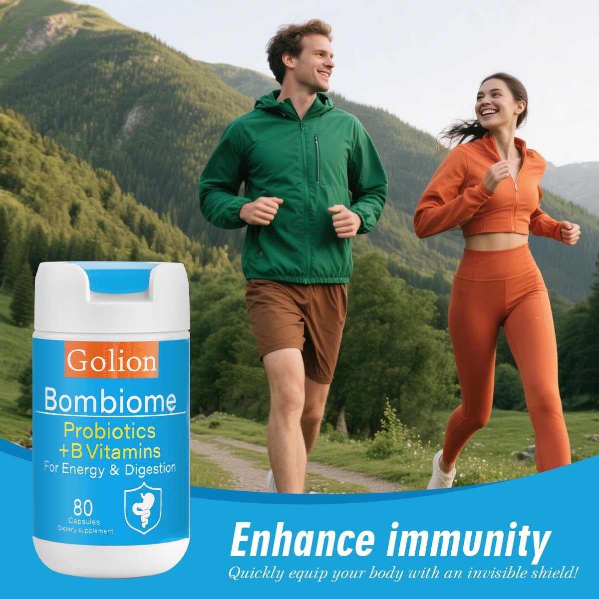 Golion Advanced B-Complex with Multi-Strain Probiotics & Prebiotics – Complete Support for Energy, Digestion, Immune Health, Sleep Quality & Metabolism – 40-Day Supply