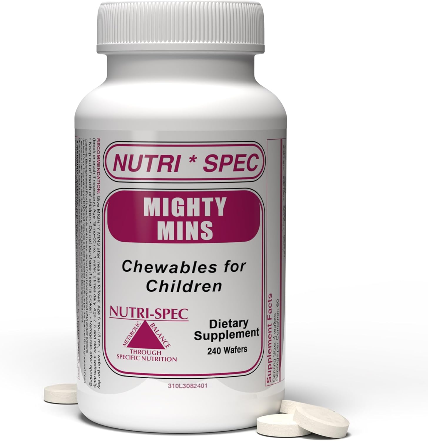 Mighty-Mins - Multivitamin for Kids with Iron in Chewable Form - for Children from 6 Months Through Adolescence - Easier to Absorb, Gentle On Digestion - 240 Wafers