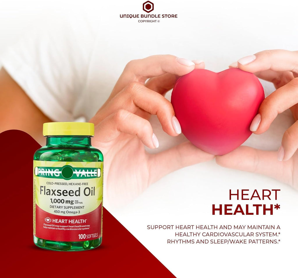 Flaxseed Oil 1000mg, 100 Softgels - Dietary Supplement + 7 Day Pill Organizer Included (Pack of 1)