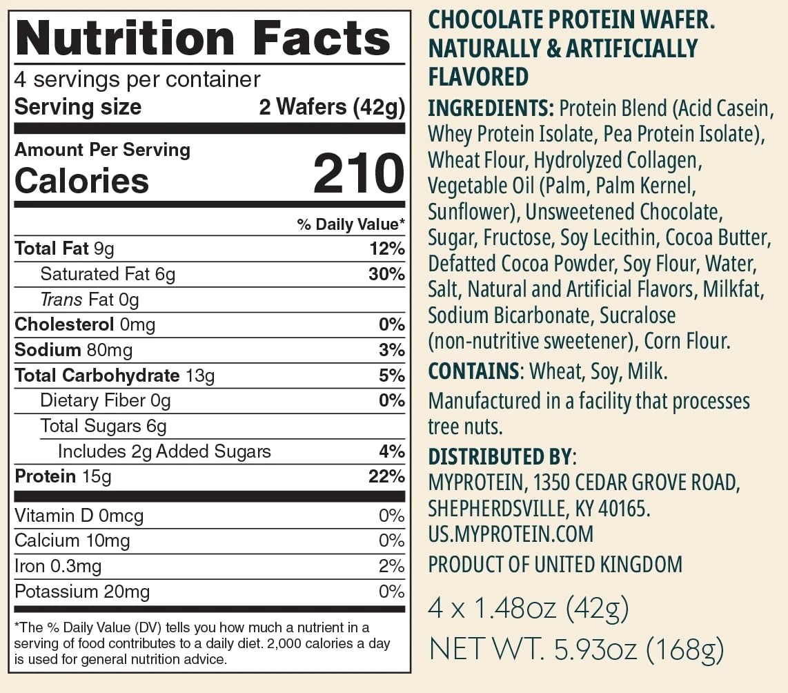 Myprotein Protein Bars, Crispy Protein Wafers, 15g High Protein Snacks, Box of 10 Chocolate Raspberry Wafers Packs, Milk & Whey Protein Isolate, Light & Crunchy