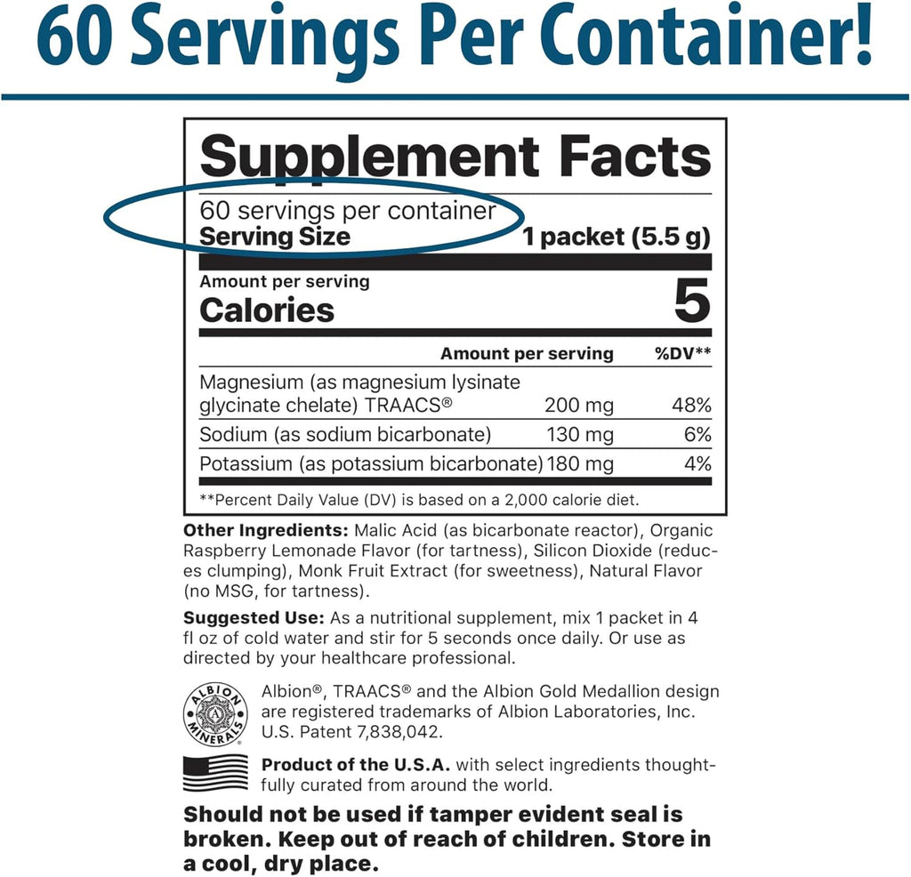 Jigsaw Health MagSoothe | Fast-Acting, Calming Magnesium Glycinate Powder Supplement | Raspberry Lemonade Flavor | 60 Servings (Packets)