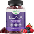 Nested Naturals Luna Sleep Gummies - Non-Habit Forming Melatonin Gummies 3mg with L-Theanine, Valerian Root, GABA, and Lemon Balm - Sleep Gummy for Adults - Mixed Berry, 60 Vegan Gummies