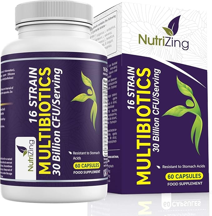 NutriZing Vegan Probiotics for Digestive Health - 30 Billion CFU & 16 strains - Bifidobacterium & Lactobacillus Probiotics for Men & Women - Delayed Release Probiotic Gut Health Supplement