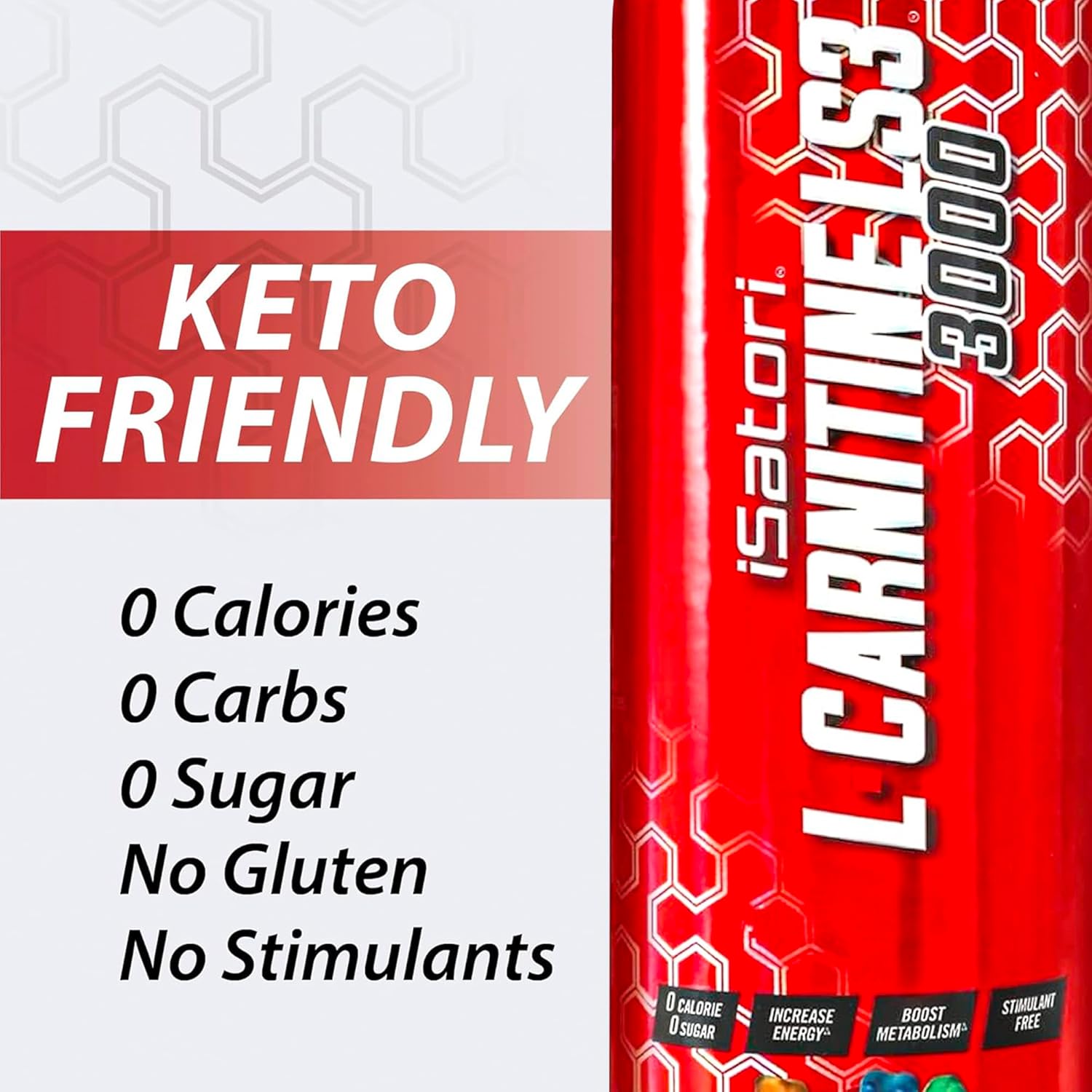 iSatori L-Carnitine LS3 3000, Triple-Blend Liquid L Carnitine Supplement, with Acetyl & Tartrate, Stimulant Free Energy, No Calories, Sugar or Gluten, Keto-Friendly, Gummy Bear Flavor (32 Servings)