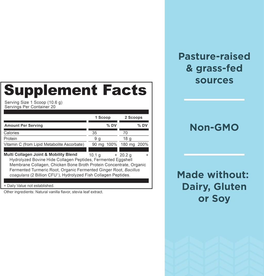 Ancient Nutrition Collagen Powder Protein, Multi Collagen Protein Powder Joint + Mobility, 20 Serving, Joint Supplement with Hydrolyzed Collagen Peptides for Post Workout, 7.48oz