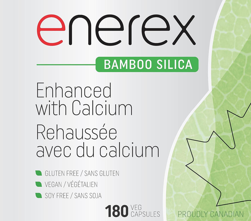 Bamboo Silica with Calcium Citrate - 180 Veggie Caps for Bone & Dental Health, Enhanced Hair, Skin & Nails Growth - Plant-Based Supplement, Bamboo Extract & Organic Silica for Wellbeing