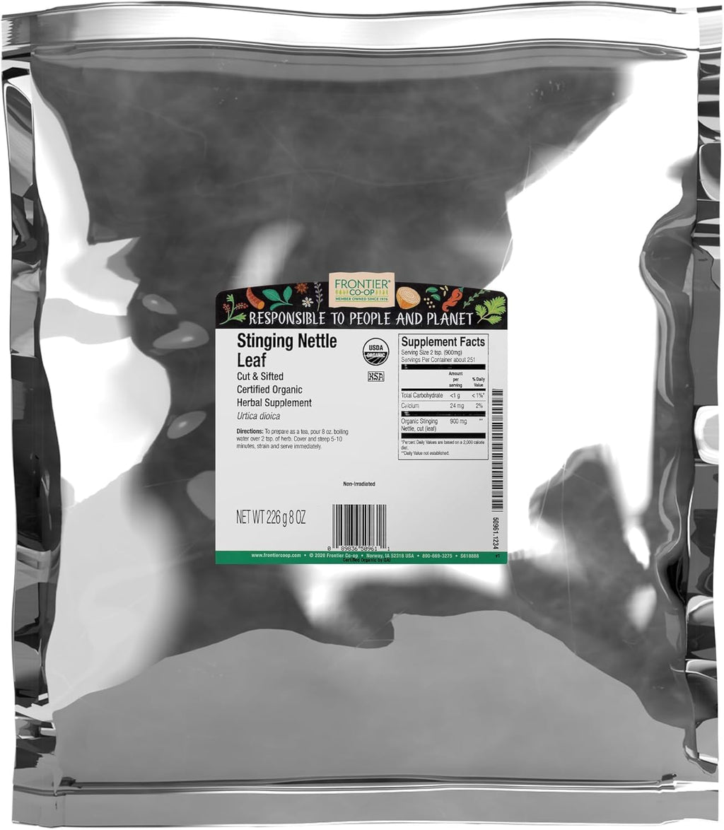Frontier Co-op Organic Stinging Nettle Leaf, 1lb Bulk Bag, Cut & Sifted - Ideal for Making Nettle Tea, Kosher Certified