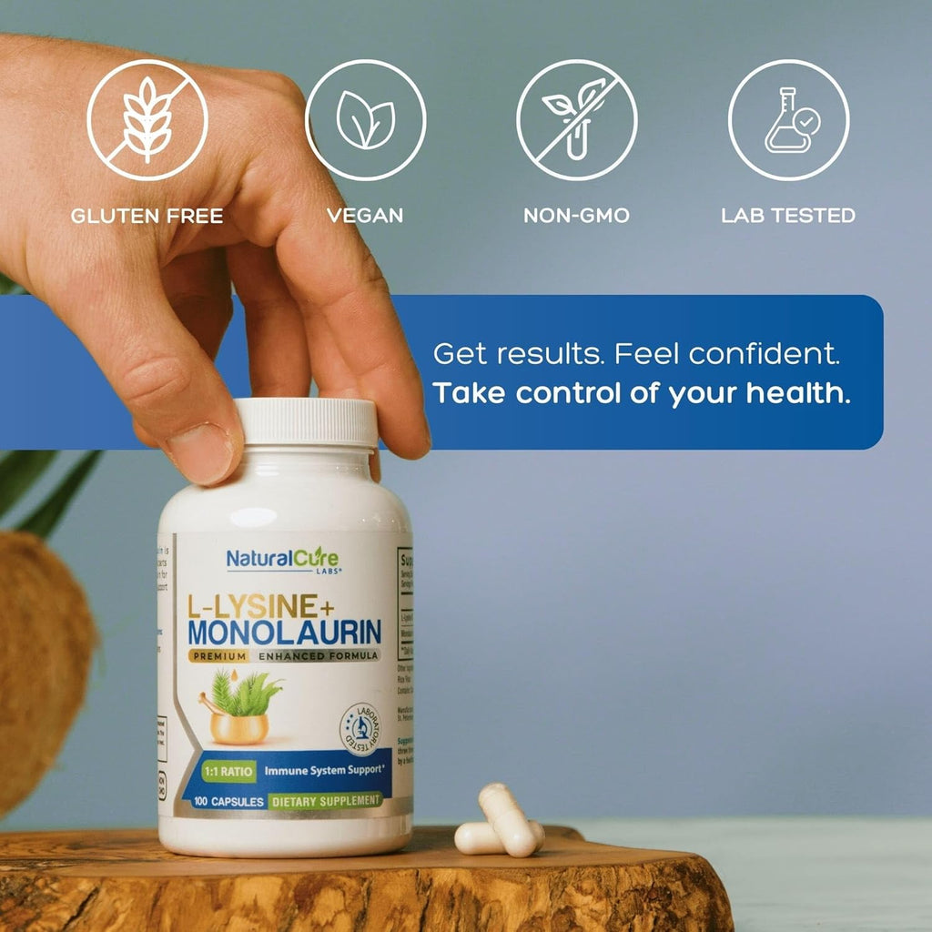 L-Lysine + Monolaurin 600mg 1:1 Ratio, 100 Capsules