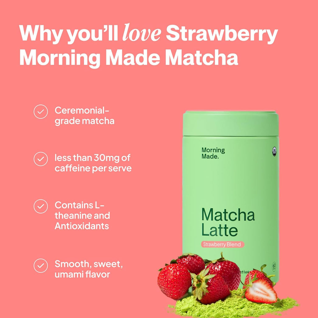 Matcha Made Strawberry Matcha Powder | 8.46oz (240g) Tin, 60 Servings | Sweetened with Organic Sugar | Perfect for Lattes, Smoothies & Baking | Rich in Antioxidants & Energy Boosting