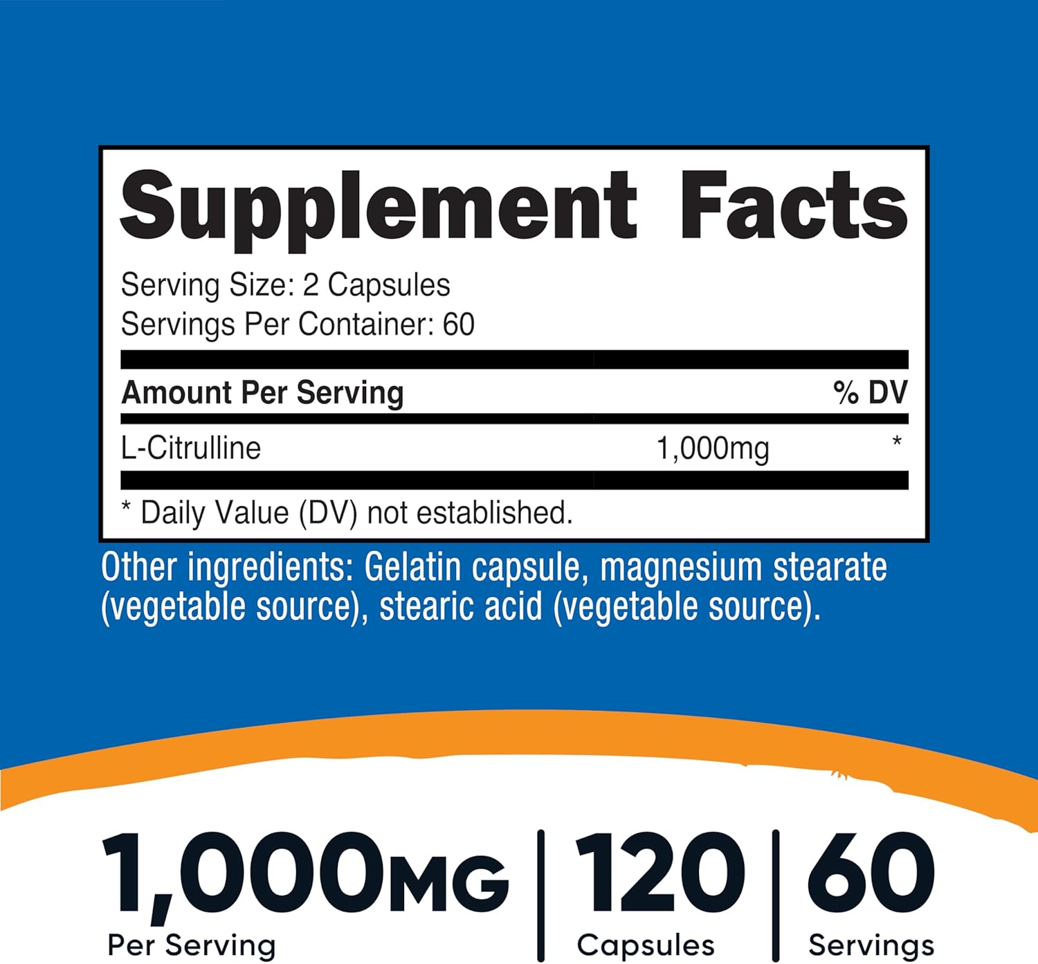 Nutricost L-Citrulline 500mg, 120 Capsules - Gluten Free, Non-GMO, 1000mg Per Serving (60 Serv)