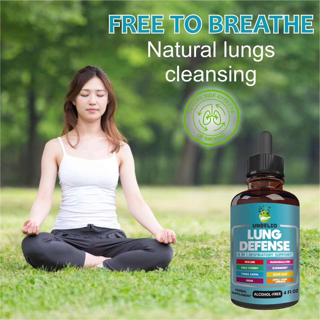 Lung Defense Herbal Extract 8 in 1 Blend (Mullein,Marshmallow,OSHA,Wild Cherry,Elderberry,Yerba Santa,Olive Leaf,ACV) Lung Cleanse - Respiratory & Immune System Support - Liquid Supplement- 4 OZ