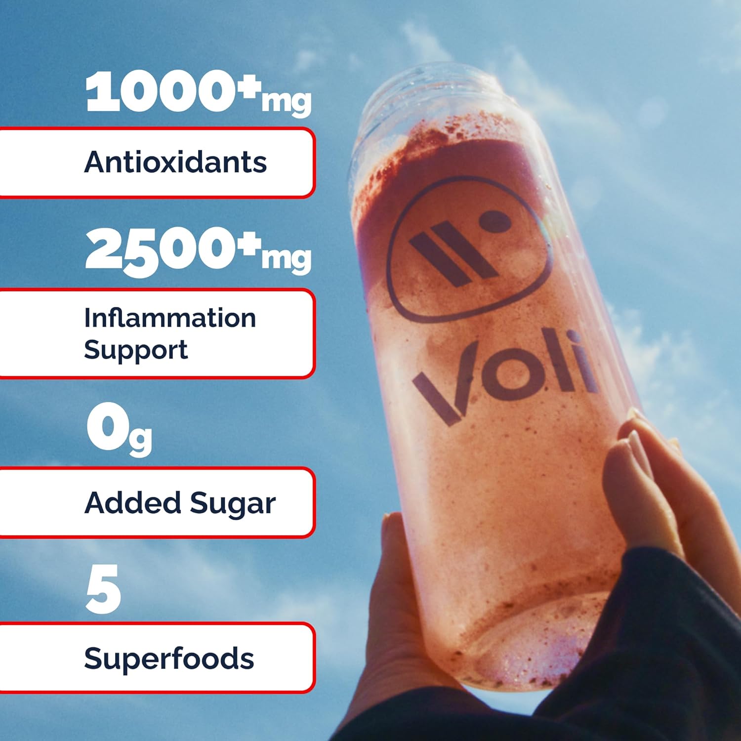 Voli Recovery - Post Workout Superfood Powder | Plant-Based Drink Mix Packets with Curcumin, Ginger & Vitamin C for Muscle Recovery & Immune Support, Inflammation & Leg Cramps Support, Vegan, 15 Count
