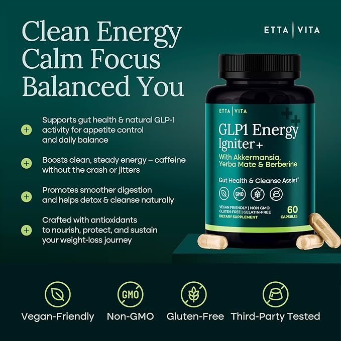Colon Cleanse + GLP-1 Support Supplement for Weight Loss & Energy - Appetite Suppressant and Fat Burner w Berberine, Yerba Mate, Psyllium Husk, Senna Leaf, Lemon, Black Garlic, Digestive Broom & Flush