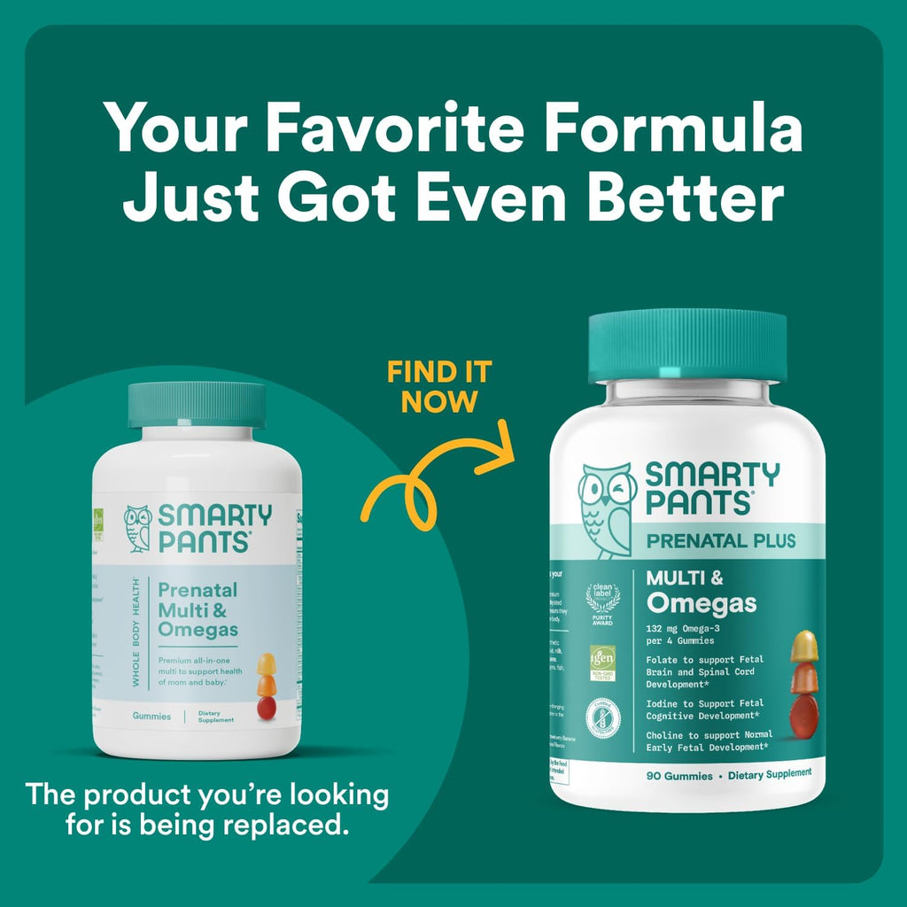 SmartyPants Prenatal Vitamins for Women, Multivitamin Gummies: Omega 3 Fish Oil (EPA/DHA), Biotin, Methylfolate, Vitamin D3, C, Vitamin B12, B6, A, K & Zinc, Inositol, 80 Count (20 Day Supply)