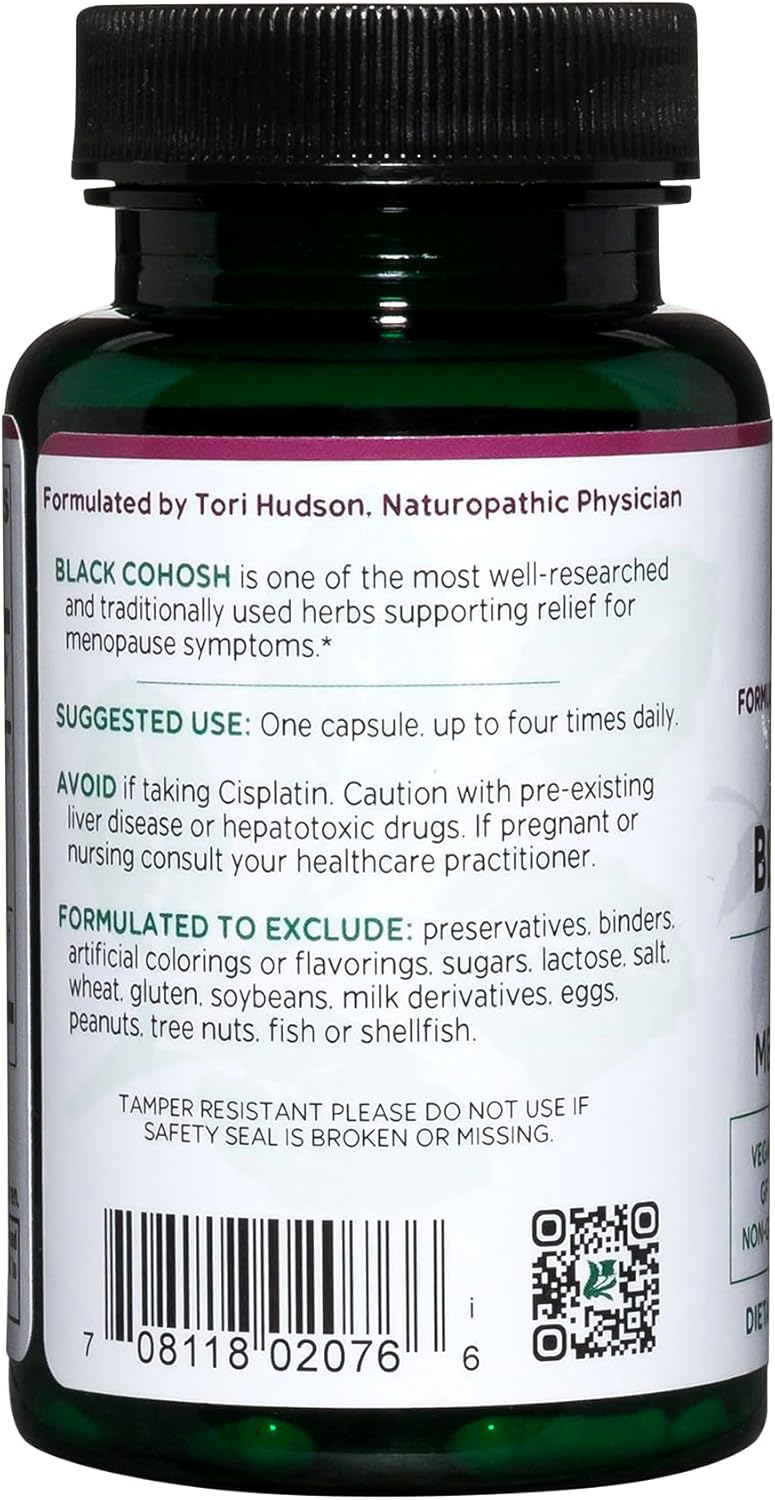 Vitanica Black Cohosh, Cimicifuga Extract Plus, Vegan, 60 Capsules