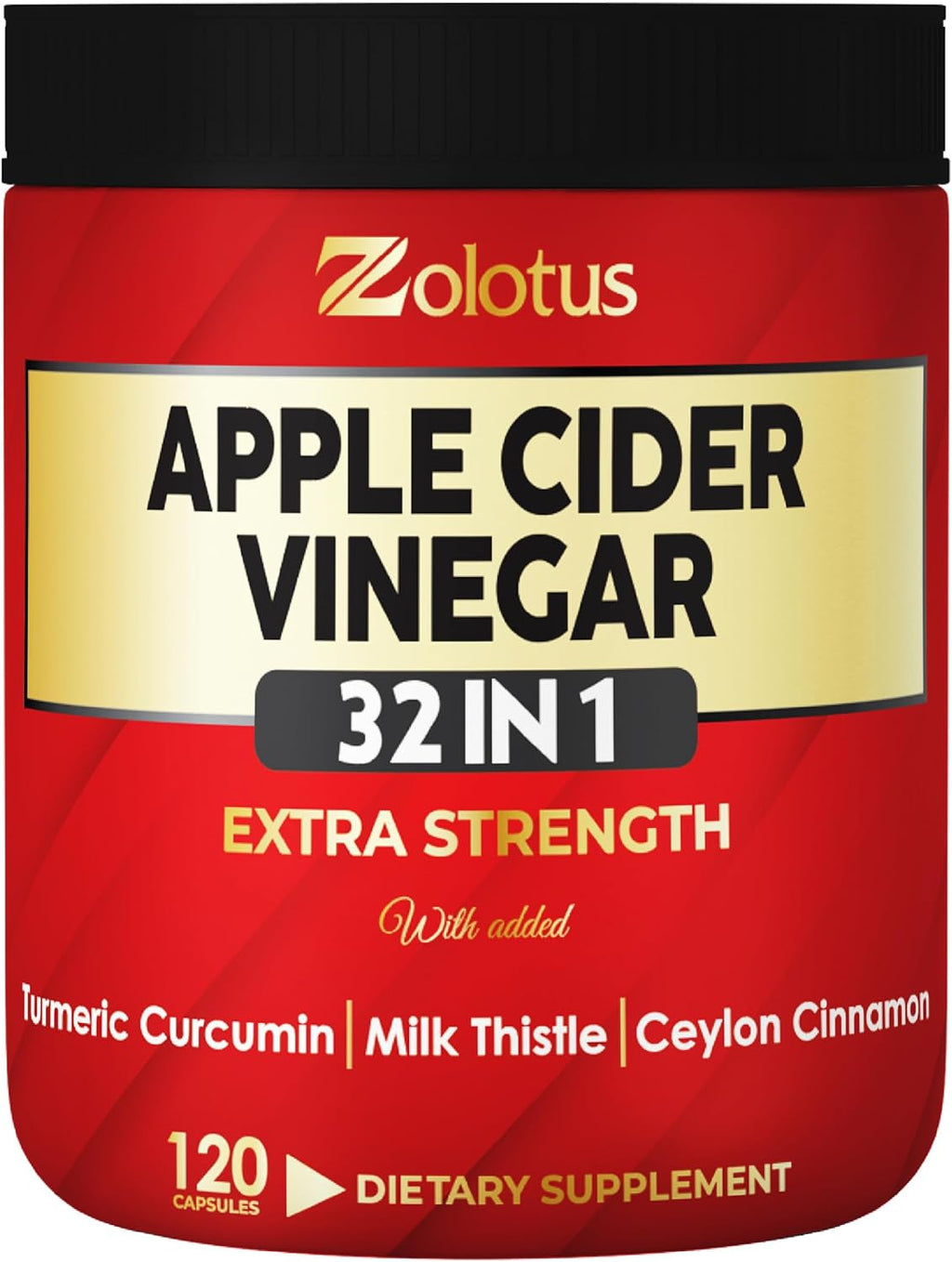 Zolotus 32 in 1 Apple Cider Vinegar Capsules with Turmeric, Cinnamon, Milk Thistle, Elderberry, Quercetin for Support Digestion, Immune 120 Capsules