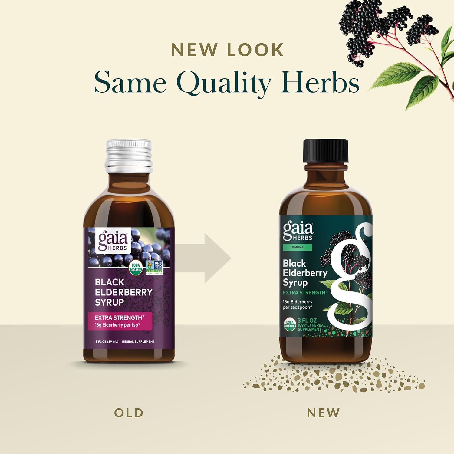 Gaia Herbs Black Elderberry(Sambucus Nigra) Syrup Extra Strength-Immune Support Supplement-Made with Organic Black Elderberries for Immune System-USDA Certified Organic Formula-3 Fl Oz(18-Day Supply)
