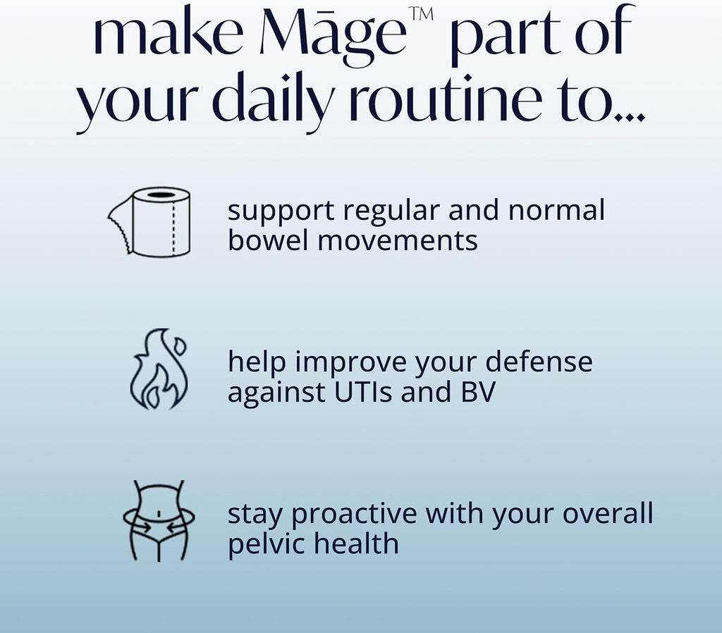Māge by Solv Wellness Probiotic for Her, Daily Women’s Prebiotic and Probiotics Blend Nutritional Supplements for Digestive, Vaginal PH Balance, Urinary Tract Health Support, 30 Capsules