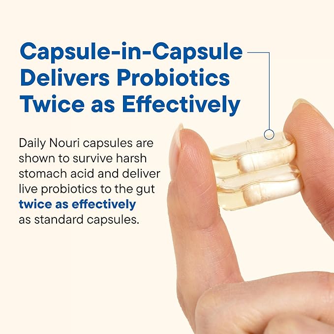 Daily Nouri Weight Support Probiotic for Women & Men | Healthy Weight Management, Metabolism, Digestion & Gut Health | 3 Clinically Studied Strains + Vegan Omega Oil | 30-Day Supply