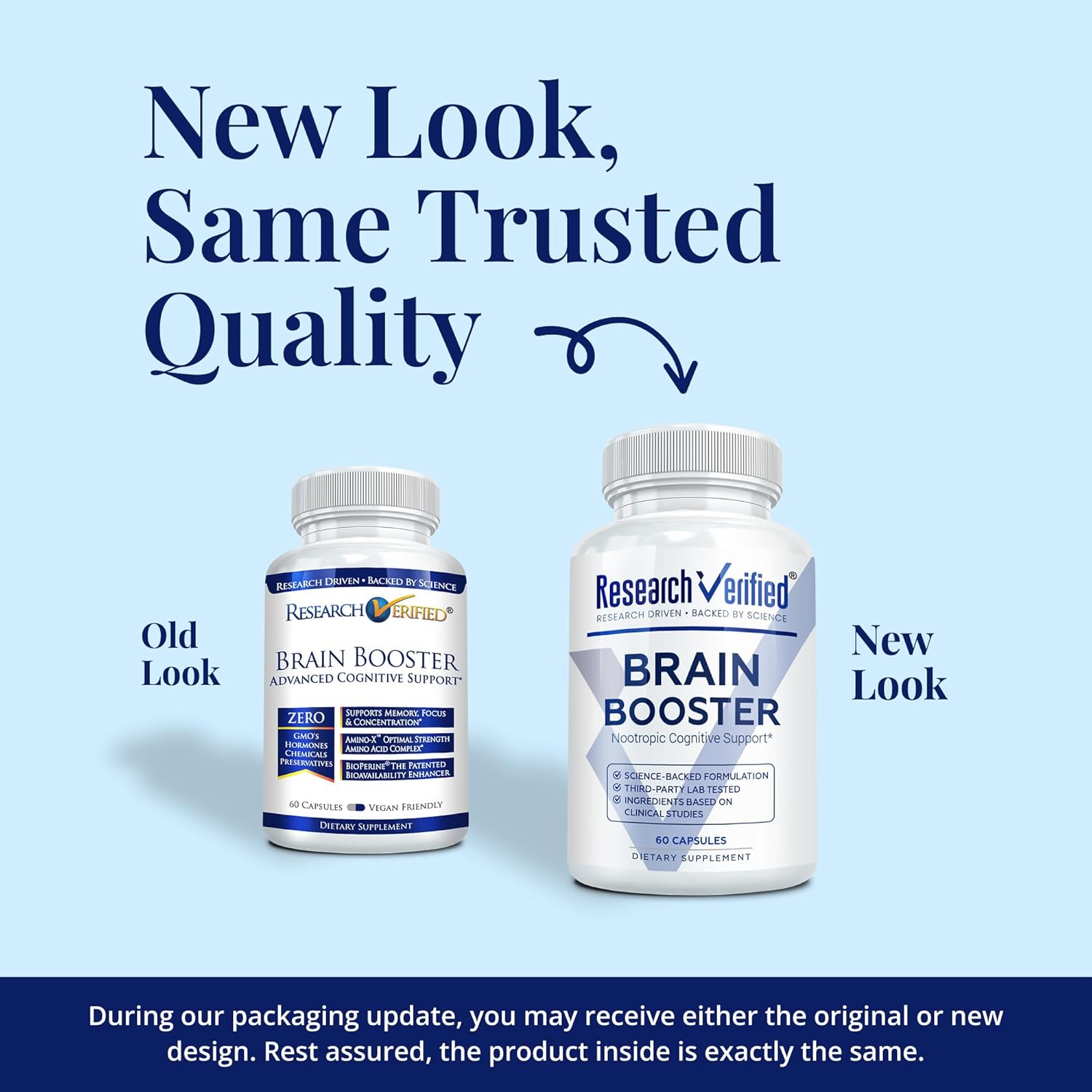 Brain Booster - Nootropic Supplement to Enhance Cognitive Function - 60 Vegan Friendly Capsules - 1 Bottle