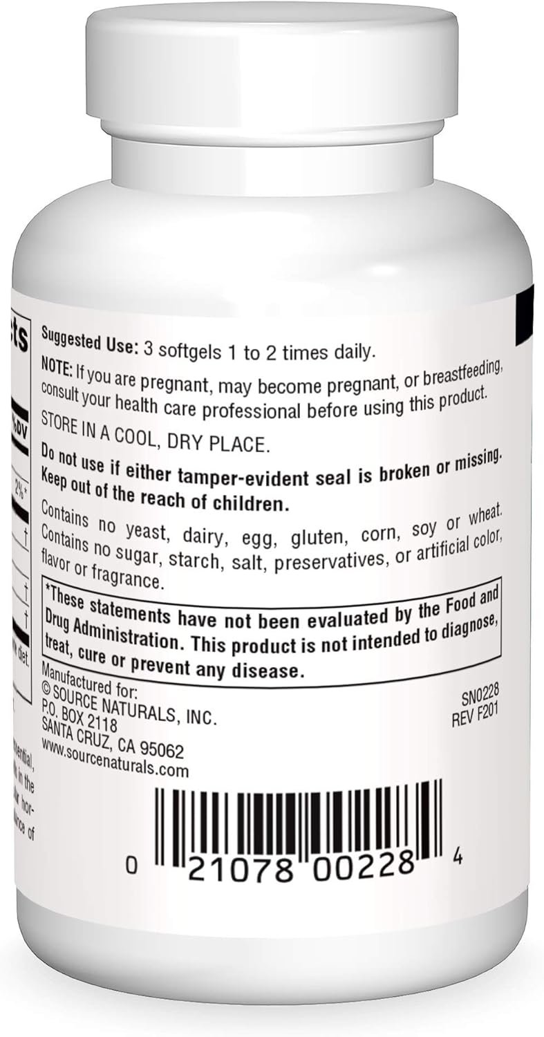 Source Naturals Evening Primrose Oil - Hexane-Free - 500mg - GLA Yield: 50 mg - Cold-Pressed - 60 Softgels