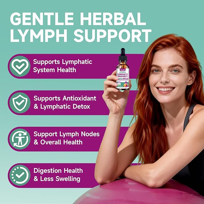 Liposomal Lymphatic Drainage Drops, 9-In-1 Lymphatic Drainage Supplements for Detox & Cleanse, with Echinacea, Dandelion, Elderberry, Burdock Root & Cleavers, Immune & Lymph System Support, 2 FL OZ