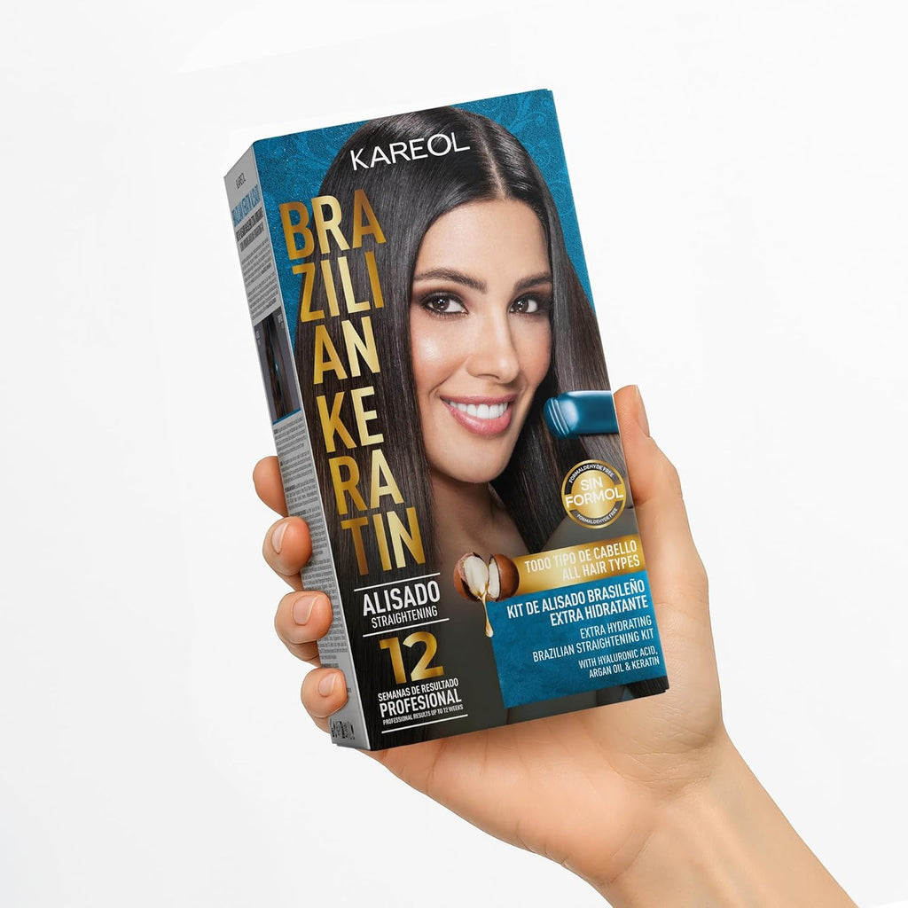 Brazilian Keratin Hair Treatment Kit Extra Moisturizing - Formaldehyde Free - With Hyaluronic Acid, Argan Oil, Keratin - Vegan Formula - Keratina Para Alisar El Pelo, Alisado Brasileño Keratina