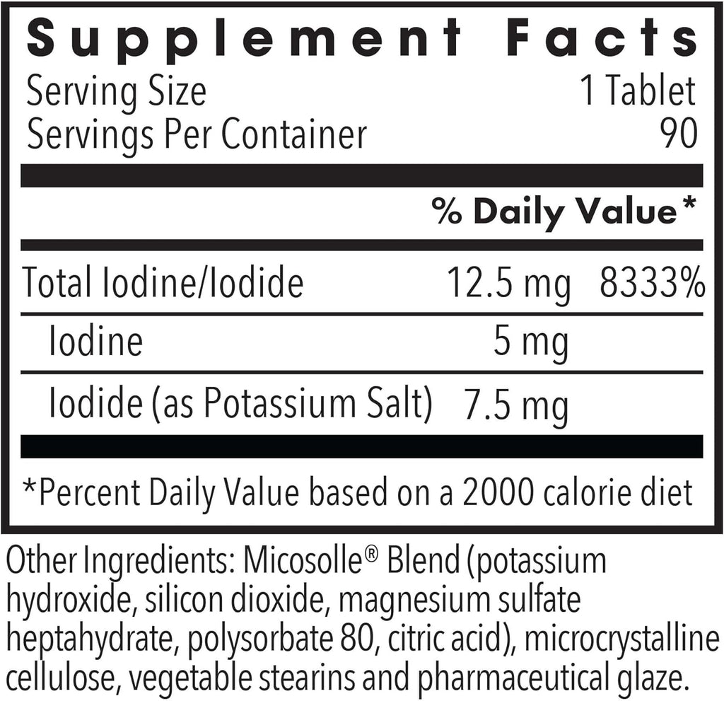 Optimox Iodoral 12.5mg Supplement – Iodine for Thyroid Support, Potassium Iodide Tablets, Lugol Solution, Daily Vitamins & Minerals - 90 Count