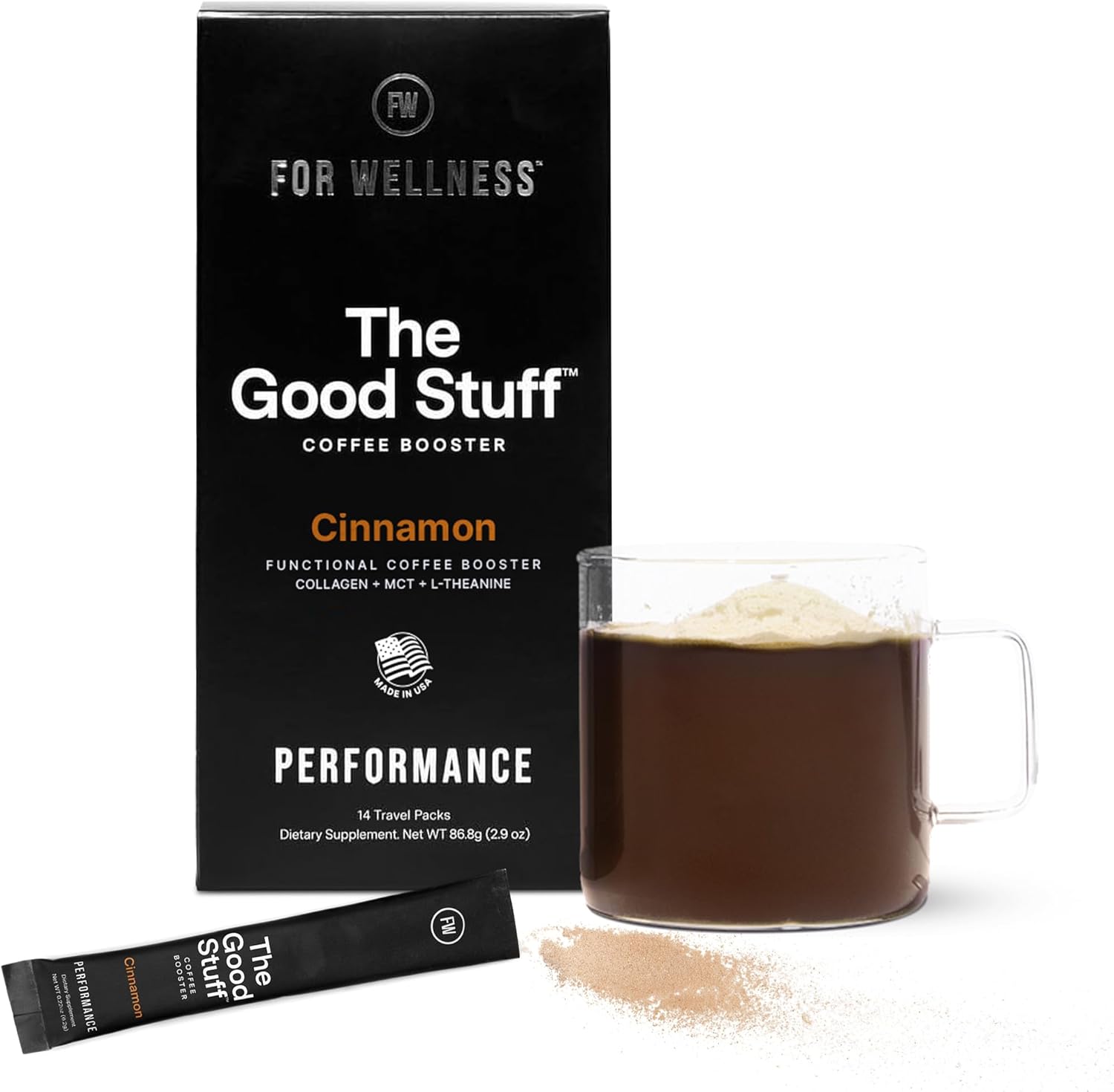 For Wellness The Good Stuff Performance – Coffee Booster | Collagen + MCT Powder Supplement with L-Theanine and Antioxidants for Jitter-Free Energy & Stamina | Non-Dairy, Keto-Friendly, 14 Servings