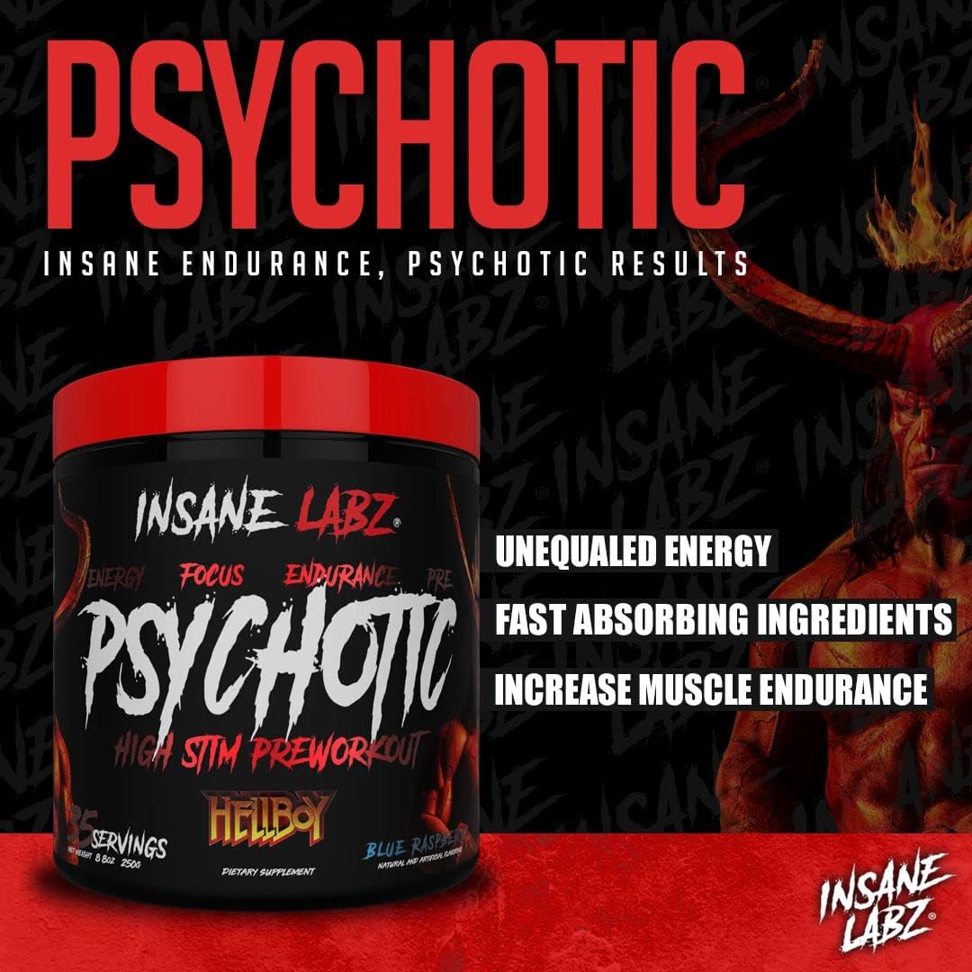 Insane Labz Hellboy Edition, High Stimulant Pre Workout Powder and NO Booster with Beta Alanine, L Citrulline, and Caffeine, Boosts Focus, Energy, Endurance, Nitric Oxide Levels, 35 Srvgs, Lemonade