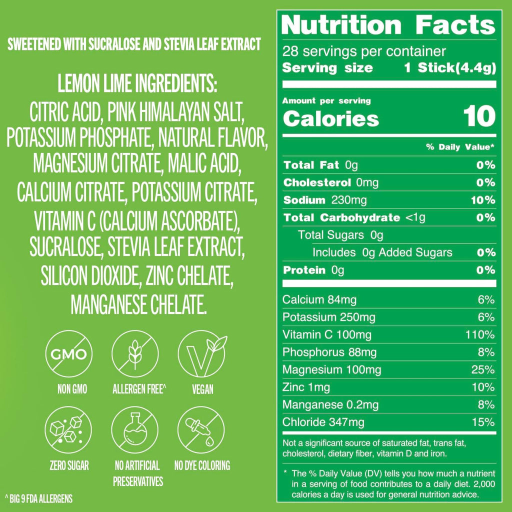 TREVI™ Sugar Free Electrolytes - Drink Mix Hydration Powder Packets - 28 Count - Lemon Lime