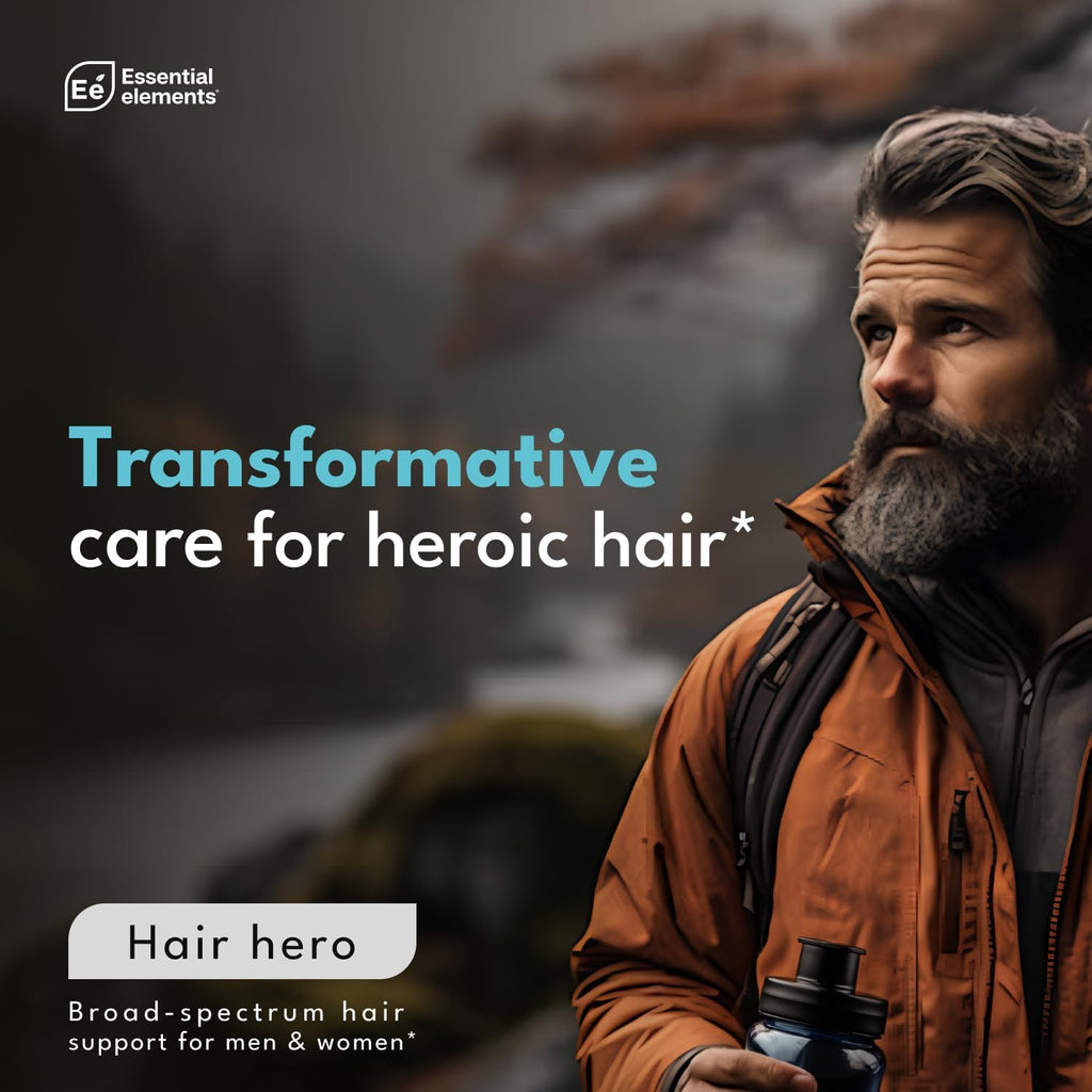 Essential Elements® Hair Hero™ - Hair Vitamins for Men - Broad-Spectrum Support with 5000 mcg Biotin - 60 Count - 30 Servings (2-Pack)