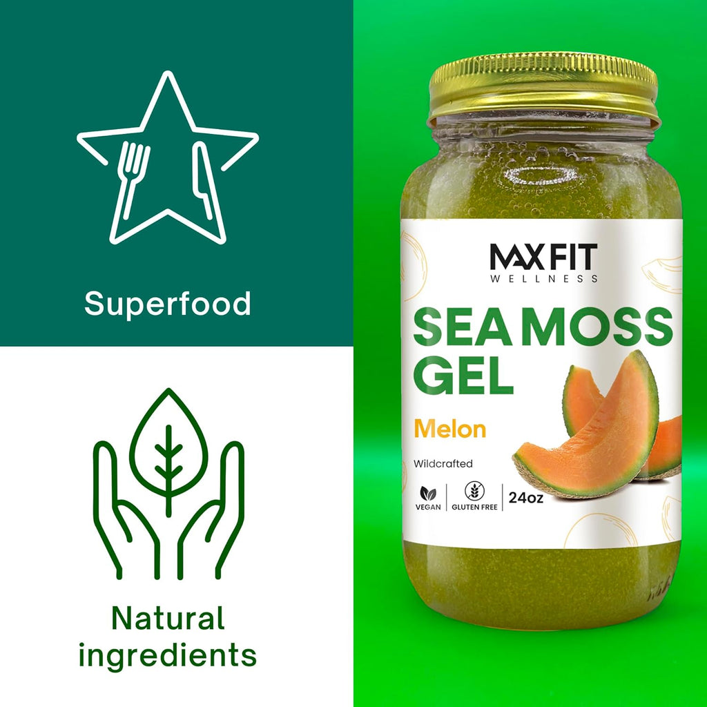 Sea Moss Gel Melon Wild-Harvested 24oz Wildсrafted Gold Sea Moss Gel from Saint Lucia | 92 Vitamins and Minerals | Vegan Superfood