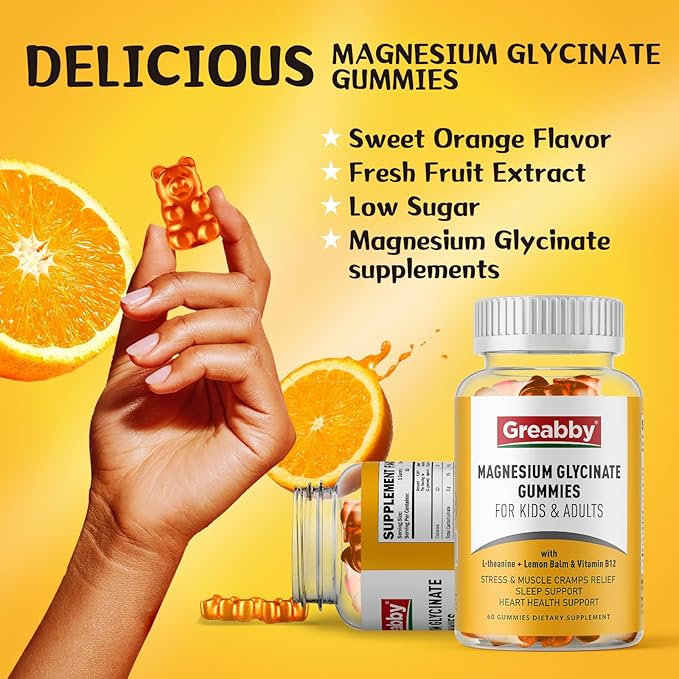 Magnesium Glycinate Gummies for Kids & Adults - Magnesium Glycinate 300mg Chewable Supplement - Promotes Sleep, Muscle, Relaxation (120Count)