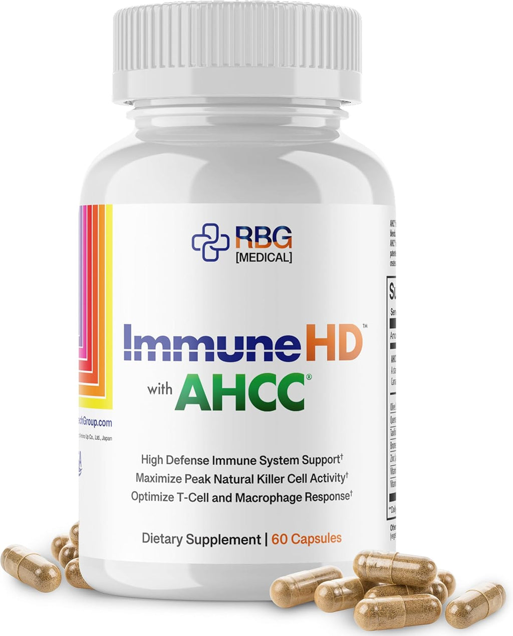 Immune HD with AHCC Supplement for Immune Support,1500mg of AHCC + Olive Leaf Extract & Quercetin with Bromelain, Maintains Natural Killer Cell Activity for Immune System, 60